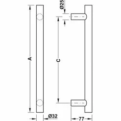 Pull Handles HAFELE PULL HANDLE SET - ROUND STRAIGHT