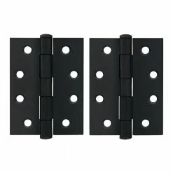 TRIO MATT BLACK BUTT HINGE FIXED PIN (PAIR) 100MM X 75MM X 2.5MM Hinges & Magnets