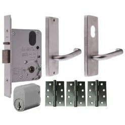LOCKWOOD DOOR HARDWARE KIT FOR TIMBER DOOR (INC. HINGES, LOCK, HANDLES & CYLINDER) Handles & Hardware