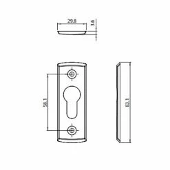 Escutcheons LOCKWOOD PALLADIUM LOW PROFILE EURO CYLINDER ESCUTCHEON