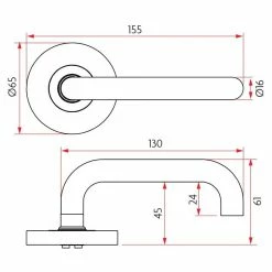 Door Handles & Levers SABRE H01 LEVERSET ON 65MM ROSE (STAINLESS STEEL)
