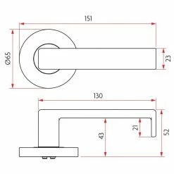 Door Handles & Levers SABRE S07 LEVERSET ON 65MM ROSE (STAINLESS STEEL)